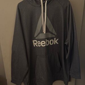 Reebok Dark Gray Logo Pullover Hoodie with White Drawstrings size 3xl